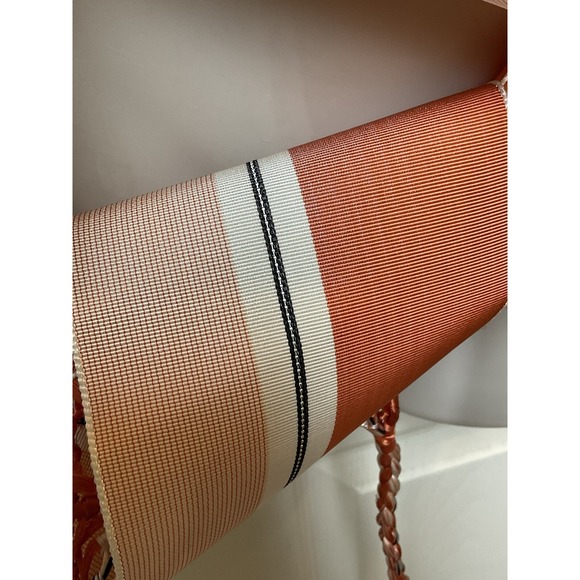 Vintage Japanese Obi Tie Waist Fabric Belt Peach Orange Stripes 40 Inches Spring - Picture 5 of 13